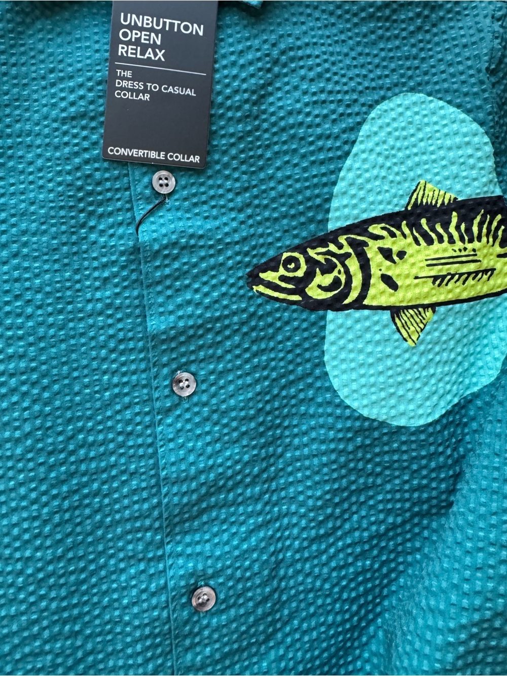 Murano Shape of Water Collection Slim Fit Placed Fish Print - Picture 4 of 6